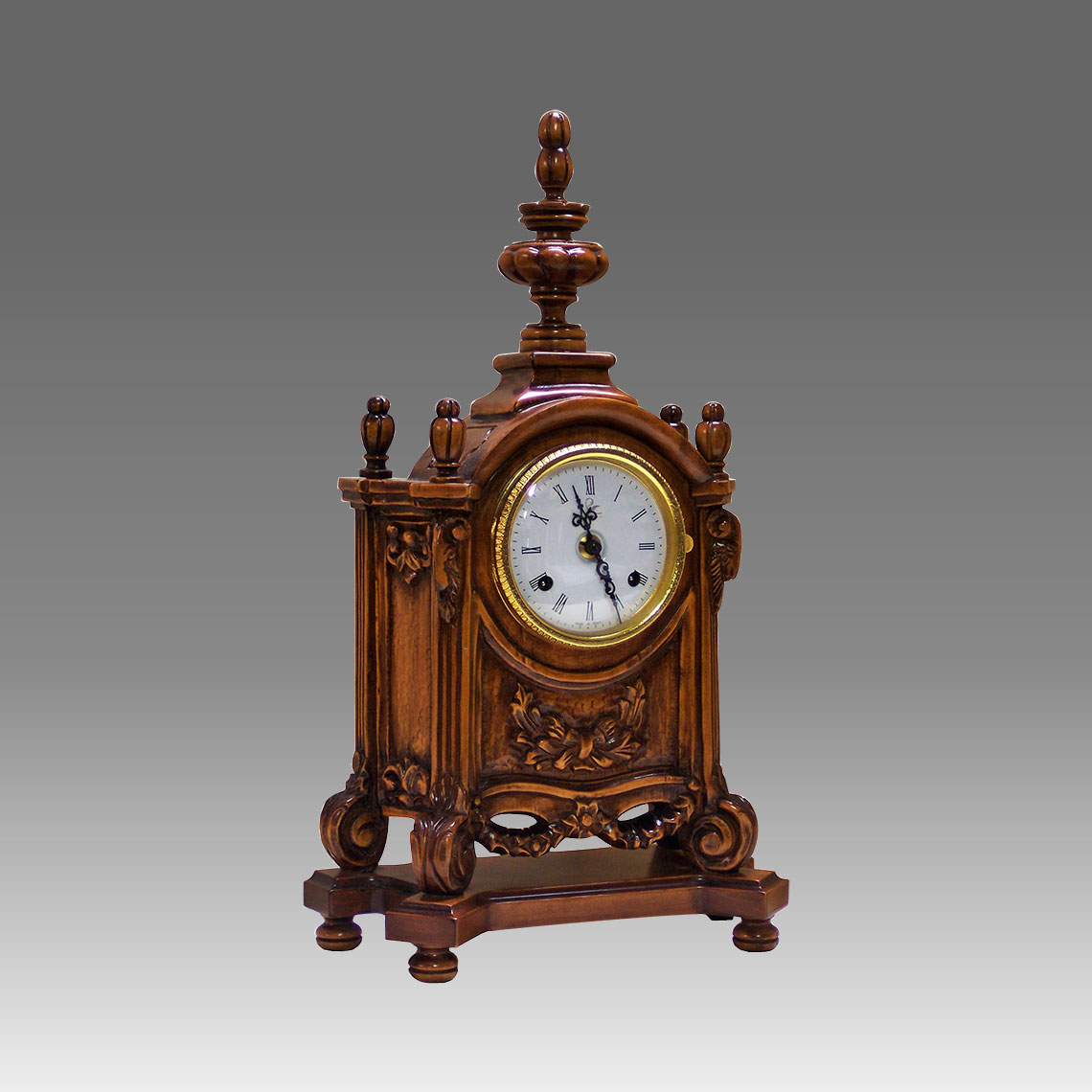 Mante Clock, Table Clock, Cimn Clock, Art.323/1 walnut - Bim Bam melody on Bells, white round dial